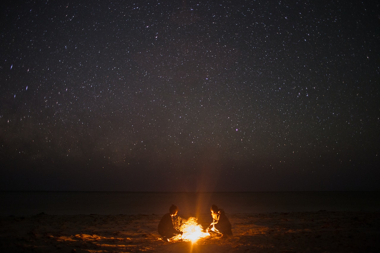 bonfire at night at the beach
